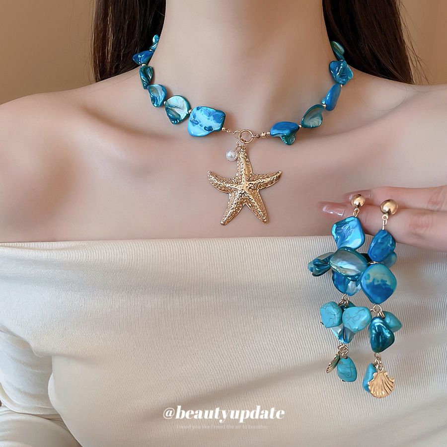 3-set Irregular shell starfish pearl earrings, bracelets, necklaces