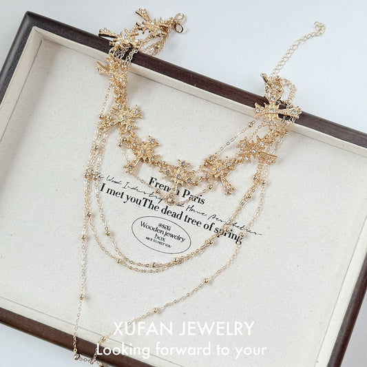 Designed cross layered necklace