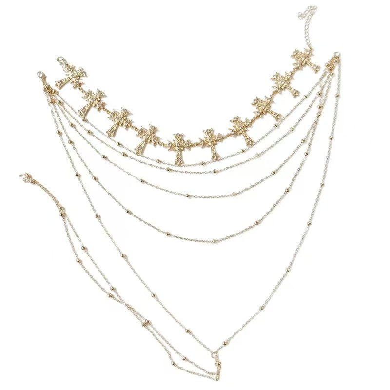 Designed cross layered necklace