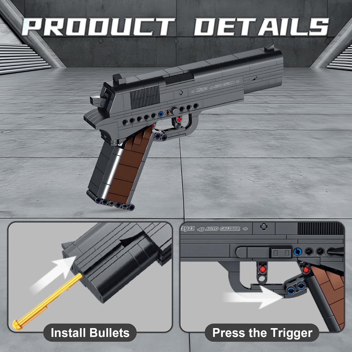 Finger Rock M1911 Pistol Model Guns Building Blocks Toy Set